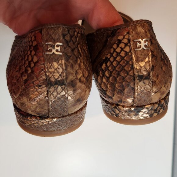 Sam Edelman Jordy Metallic Snakeskin Python Loafers Slip-On Shoes - Picture 9 of 10